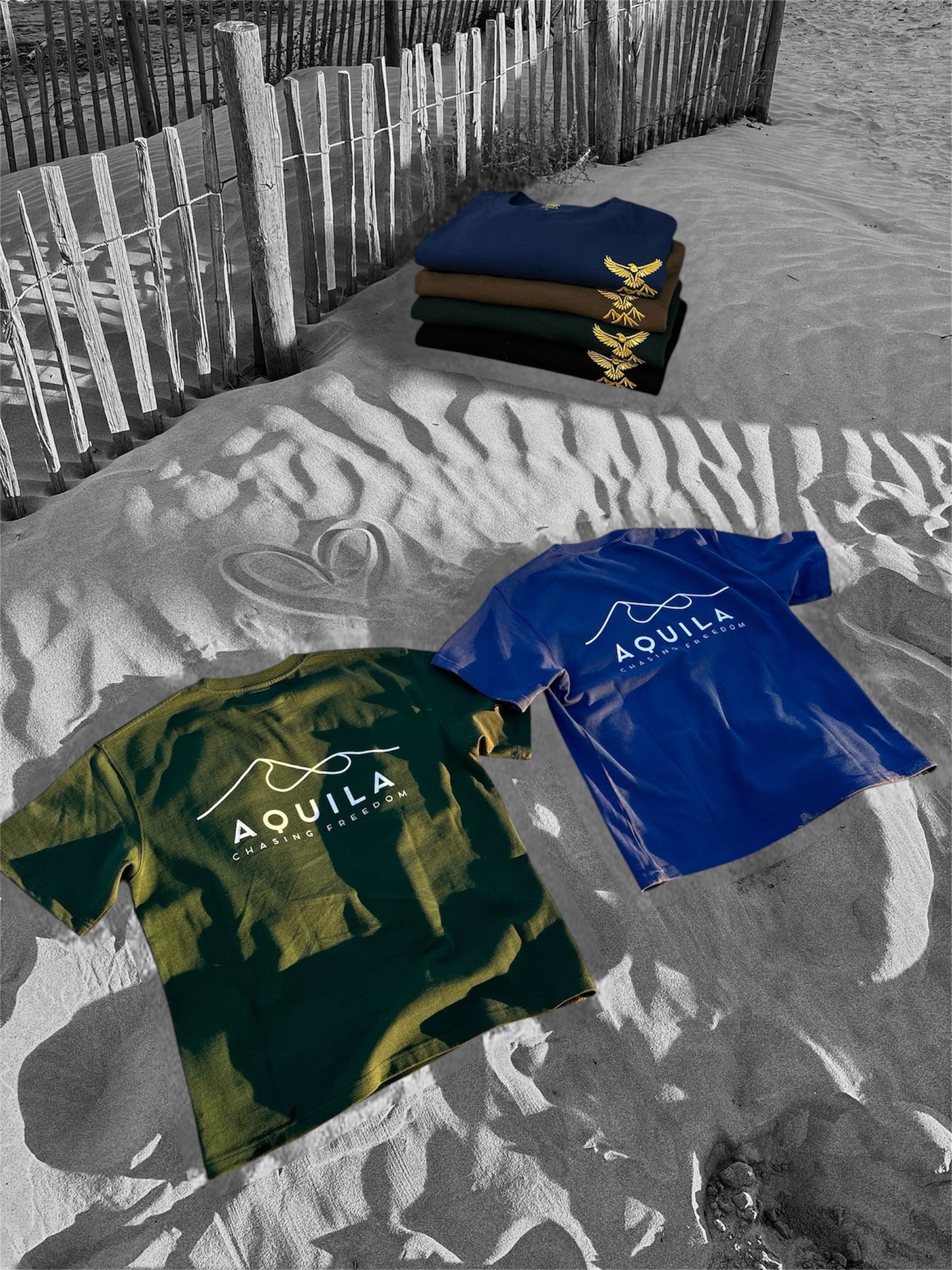 Tee shirt oversized 100% heavy cotton - mountain infinity design- AQUILA