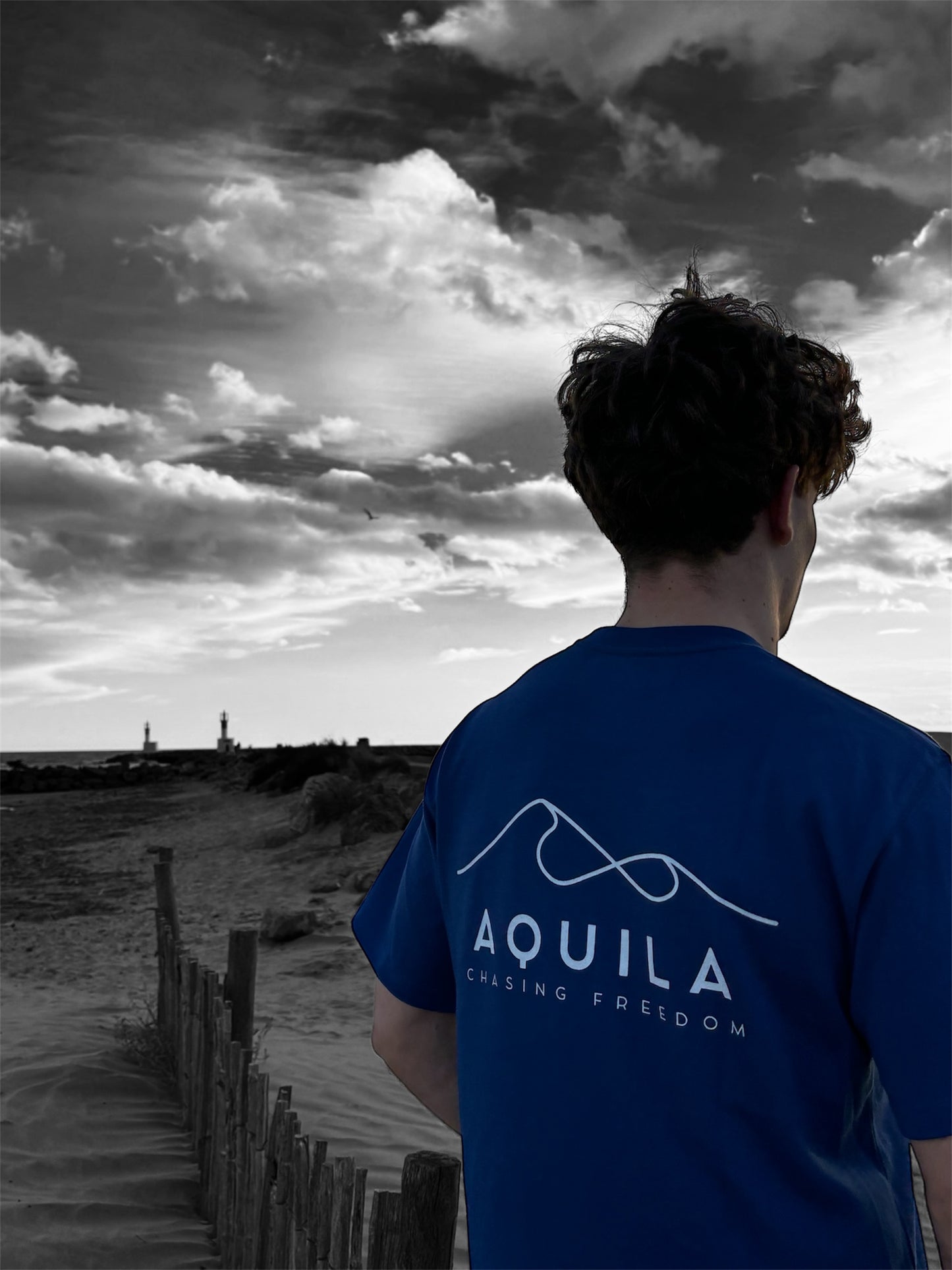 Tee shirt oversized 100% heavy cotton - mountain infinity design- AQUILA