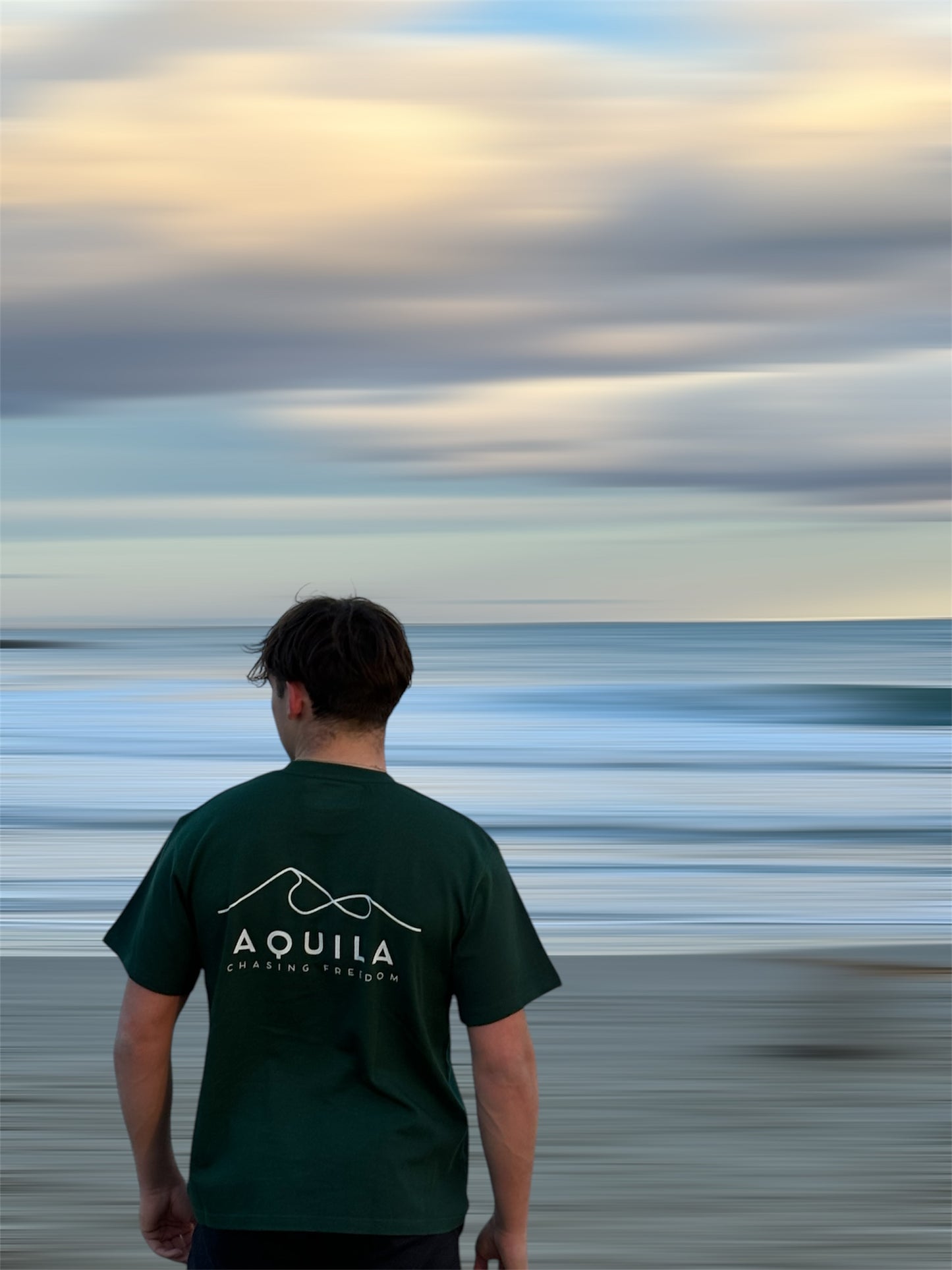 Tee shirt oversized 100% heavy cotton - mountain infinity design- AQUILA