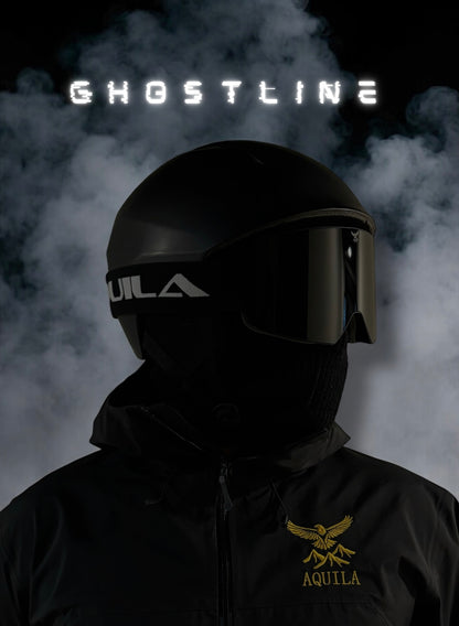 masque de ski "ghostline" AQUILA outdoor, un skieur ressemblant au ghostrider